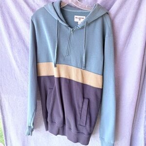 Billabong Men's Blue and Beige Zip-Up Sweater